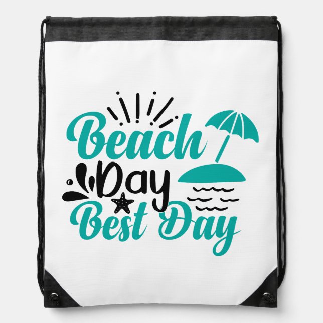 Beach Day Best Day-68634 Drawstring Bag (Front)