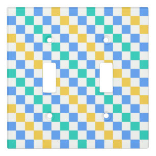 Beach day diagonal checkerboard pattern light switch cover