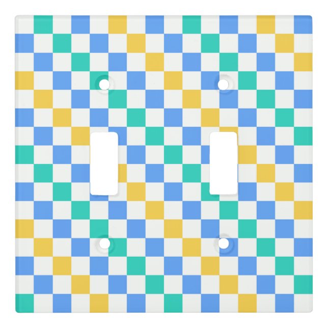 Beach day diagonal checkerboard pattern light switch cover (Front)