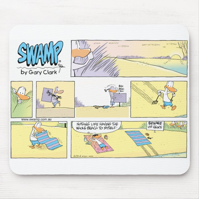Beach Day Funny Duck Cartoon Mouse Pad (Front)