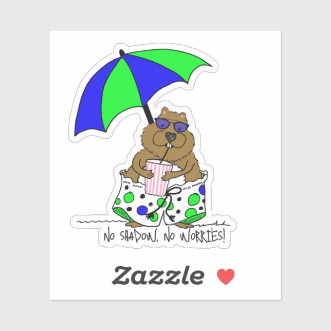 Beach Day Groundhog Sticker (Sheet)