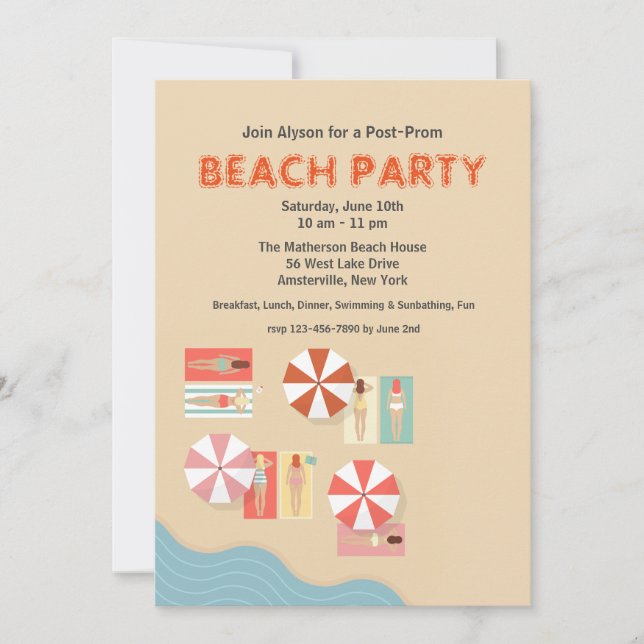 Beach Day Party Invitation (Front)