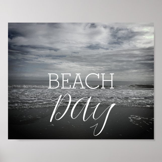 Beach Day Photography Photo Cloudy Fog Foggy Sky Poster (Front)