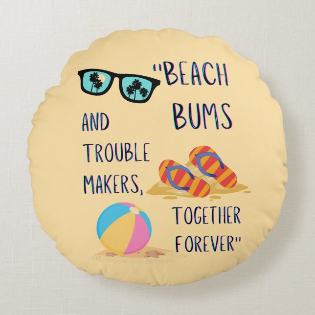 beach day quote round pillow (Front)