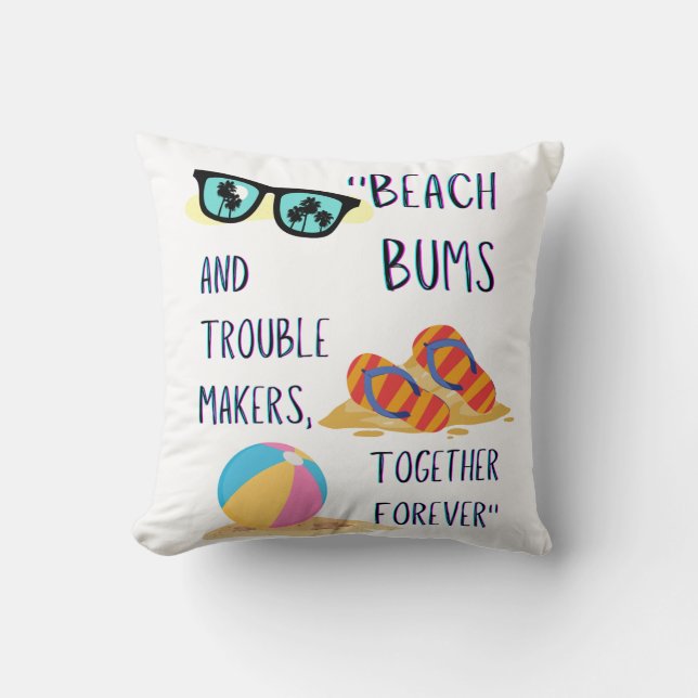beach day quote throw pillow (Front)