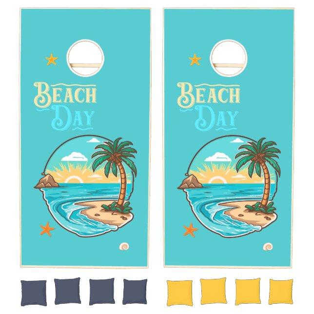 Beach Day Scene Cornhole Set (Set)