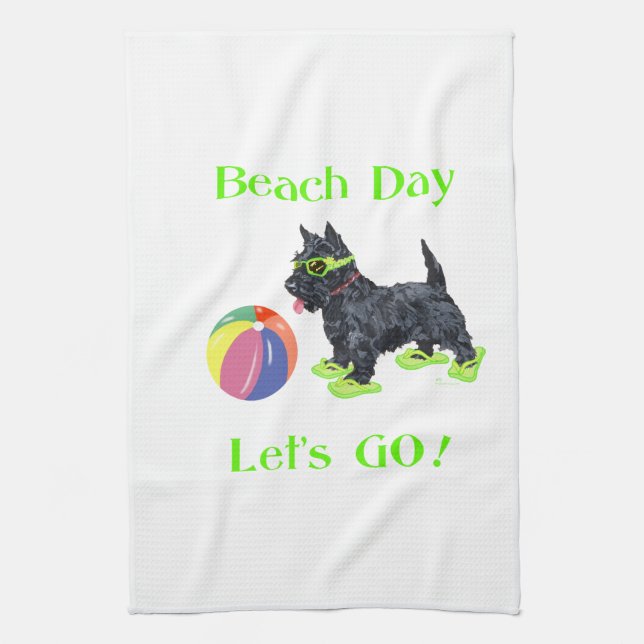 Beach Day Scottie Dog Towel (Vertical)