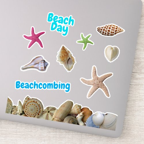 Beach Day Seashells Starfish Scrapbooking shaped Sticker