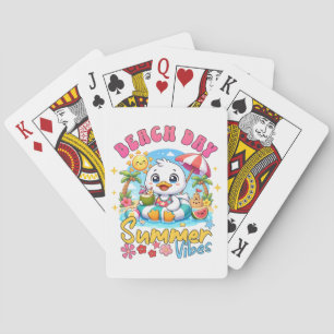 Beach Day Summer Vibes Cute Duck Tropical Vacation Poker Cards