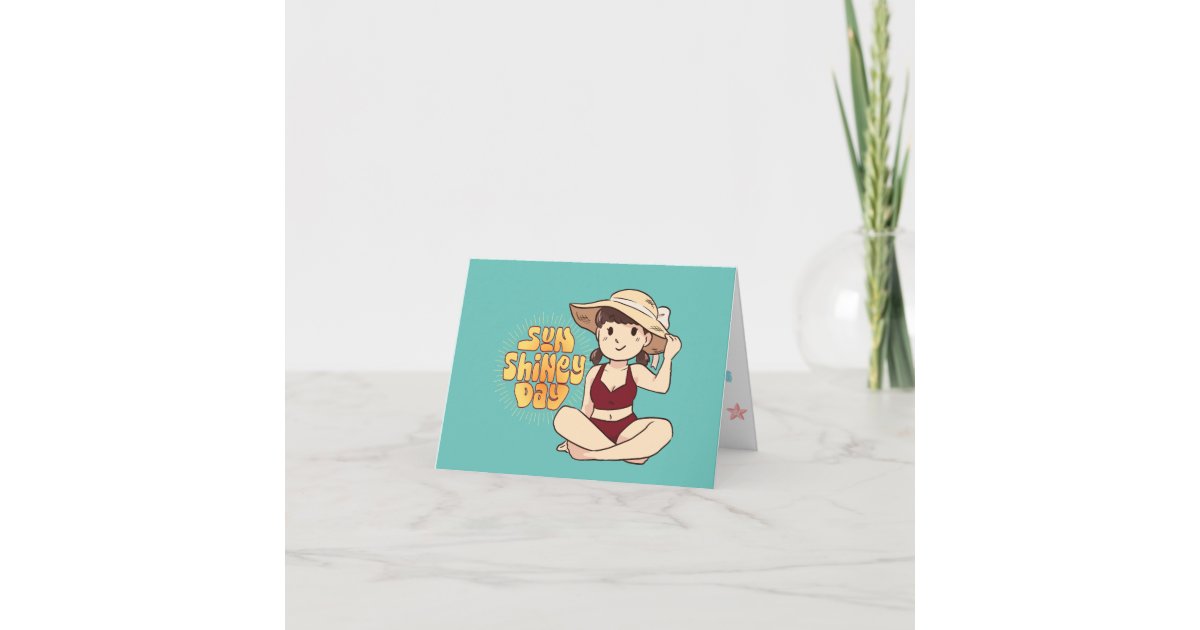 Beach Day! Sun Shiney Day Kiara - BlackFox Card | Zazzle
