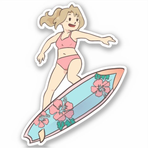 Beach Day Surfing Amber _ BlackFox Sticker