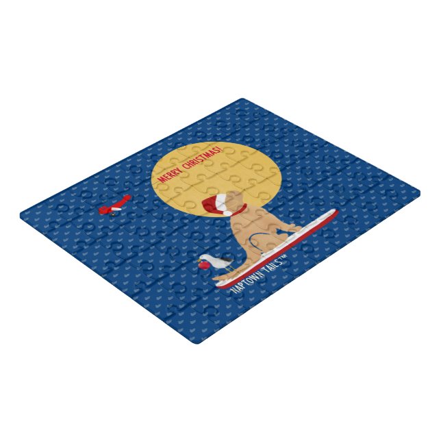 Beach Day Surfing Golden Santa Dog Puzzle (3/4)