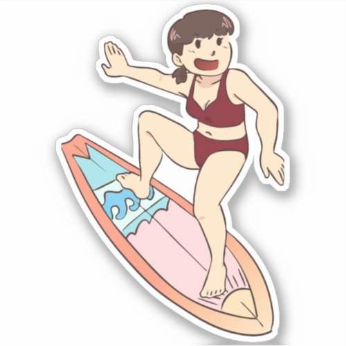 Beach Day Surfing Kiara _ BlackFox Sticker