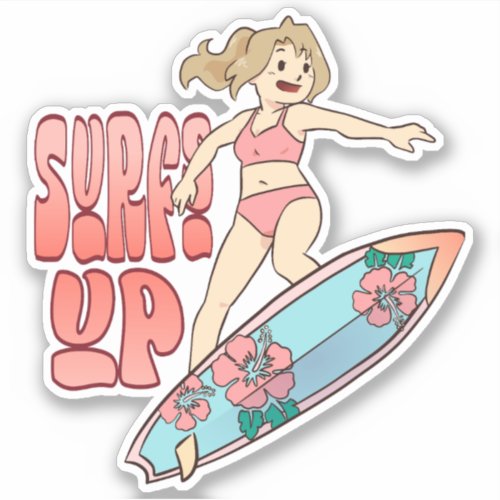 Beach Day Surfs up Amber _ BlackFox Sticker