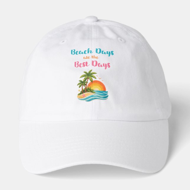 Beach Days Are the Best Days Sunset Palm Trees Sum Hat (Front)