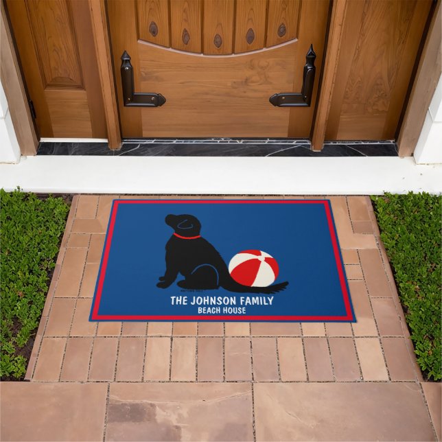 Beach Days Black Lab Retriever Dog Doormat (Outdoor)