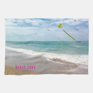 Beach Days, Breezy, Boat Banner with Seagulls Kitchen Towel
