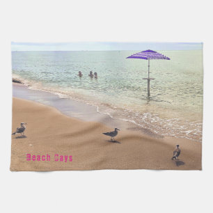 Beach Days, Cape Haze, Birds Watching People Kitchen Towel