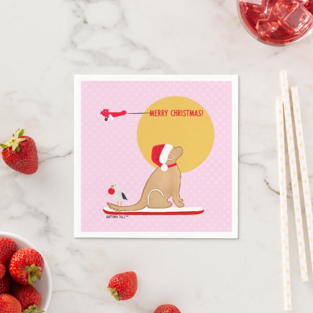Beach Days Golden Christmas Pink  Napkins (Insitu)