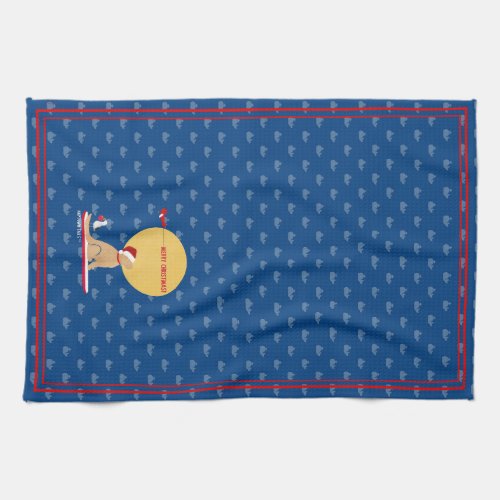 Beach Days Golden Christmas Whales Kitchen Towel