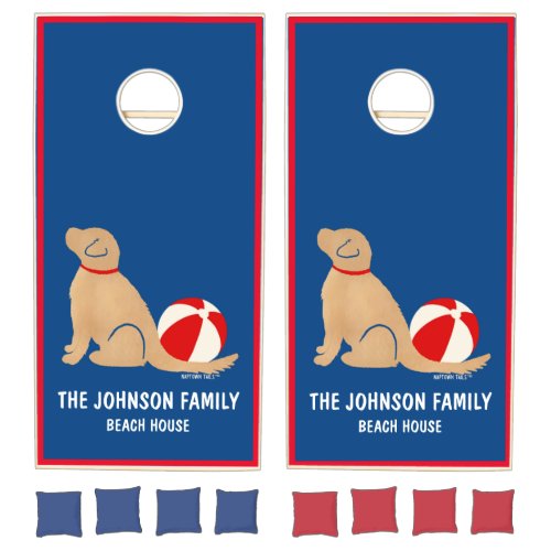 Beach Days Golden Retriever Dog Cornhole Set