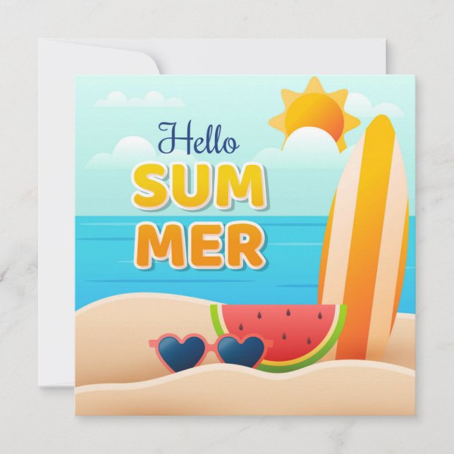Beach Days Hello Summer Greeting Card (Front)