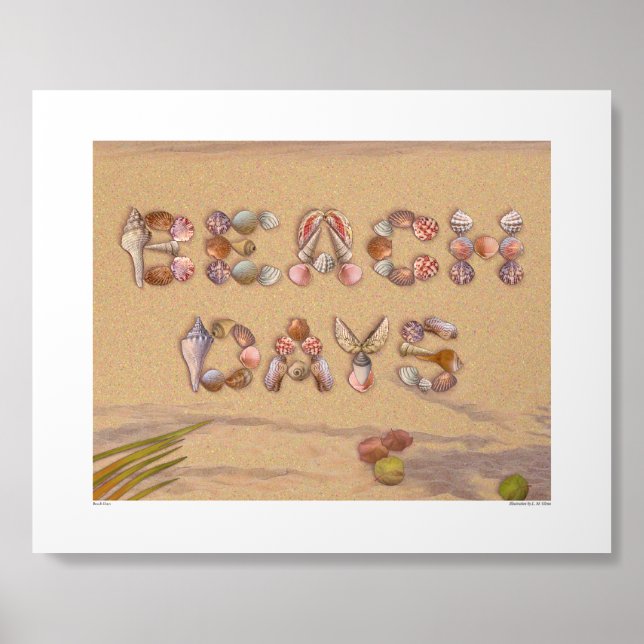Beach Days in Sea Shells Acrylic Photo Tile (Front Set)