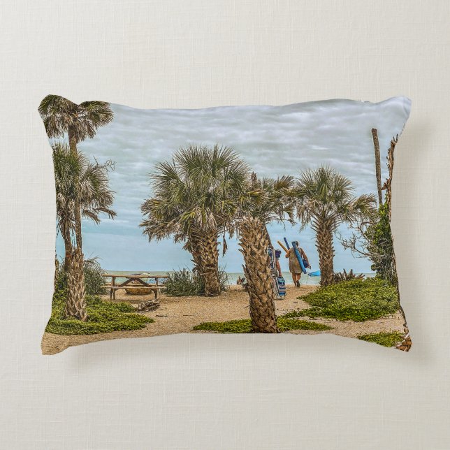 Beach Days, Overcast, Beach Garden Accent Pillow (Front)