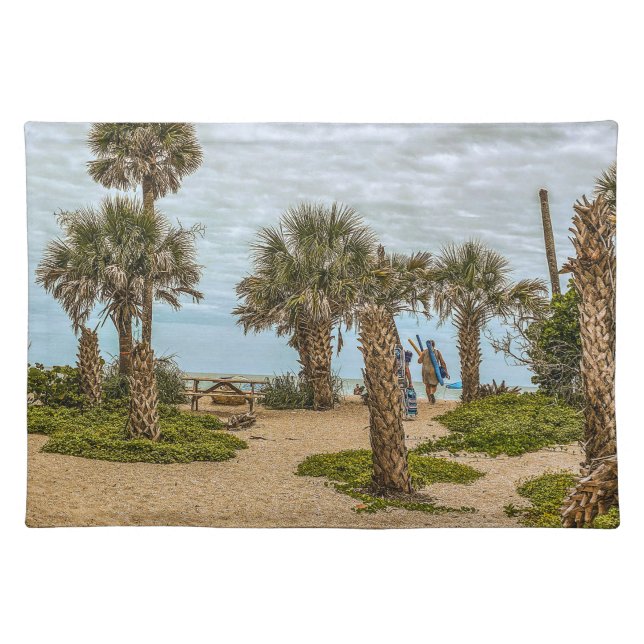 Beach Days, Overcast, Beach Garden Cloth Placemat (Front)