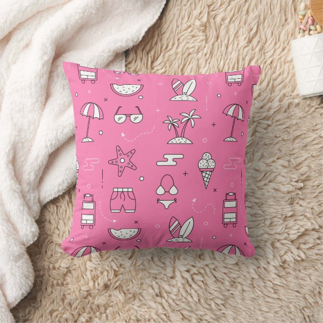 Beach Days Summer Throw Pillow (Blanket)