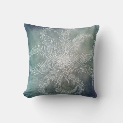 Beach Decor Sea Star Blue Watercolor Teal Indigo Throw Pillow