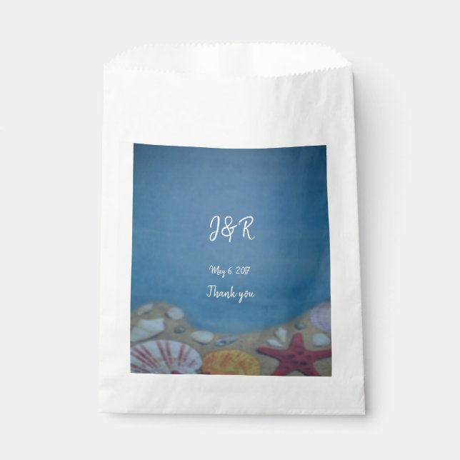 Beach deep blue wedding favor bag (Front)