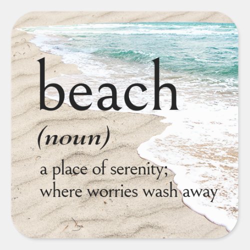 BEACH Definition On Seashore Square Sticker