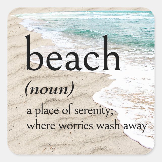 BEACH Definition On Seashore Square Sticker (Front)