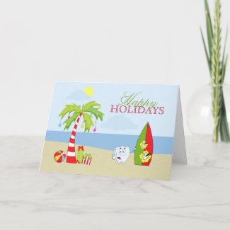 Beach dentist tooth Happy Holidays Christmas card