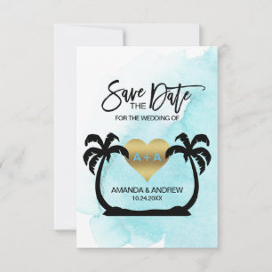 BEACH Destination Aqua Palms Wedding SAVE THE DATE Announcement