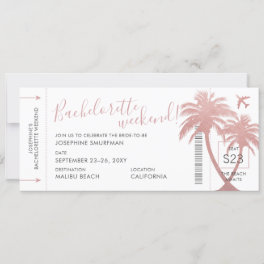 Beach Destination Bachelorette Party Boarding Pass Invitation