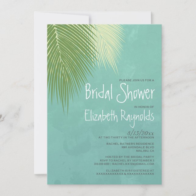 Beach Destination Bridal Shower Invitations (Front)