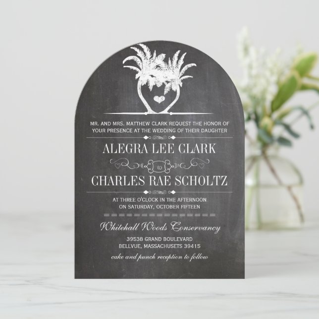 Beach Destination Chalkboard Typography Invite (Standing Front)