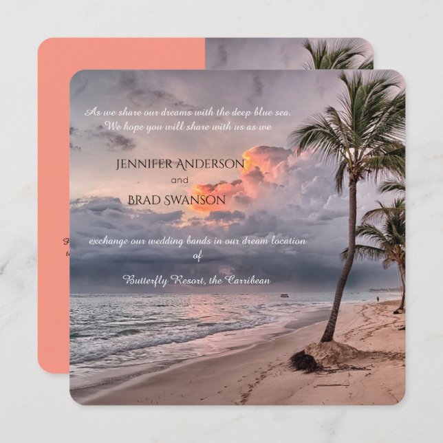 Beach Destination Custom Wedding Invitation (Front/Back)