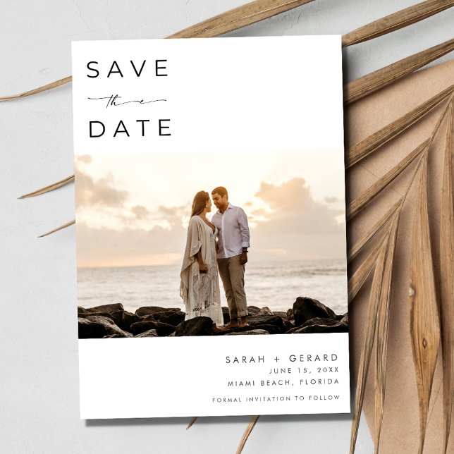 Beach Destination Elegant Photo Wedding Save The Date (Beach Destination Elegant Photo Wedding Save The Date)