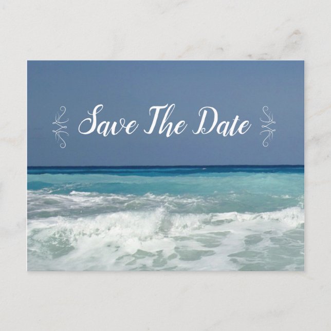 Beach Destination Modern Save the Date Postcards (Front)