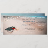 Beach Destination Party Boarding Pass Ticket Invitation (Front/Back)
