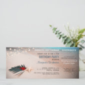 Beach Destination Party Boarding Pass Ticket Invitation (Standing Front)