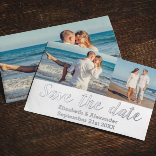 Beach Destination Photo Collage Save The Date Card (Creator Uploaded)