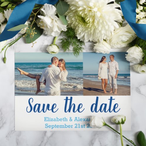 Beach Destination Photo Collage Save The Date Card