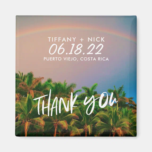 Beach Destination Photo Wedding Thank You Favor Magnet | Zazzle