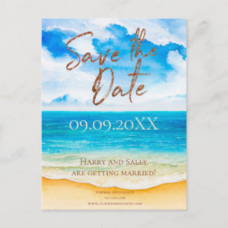 Beach destination Save the Date Watercolor Postcard