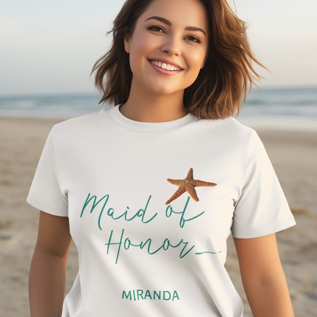 Beach destination starfish wedding maid or honor T-Shirt (Creator Uploaded)
