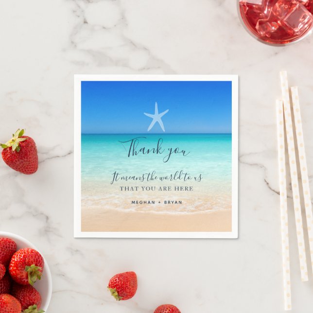 Beach Destination Starfish Wedding Napkins (Insitu)